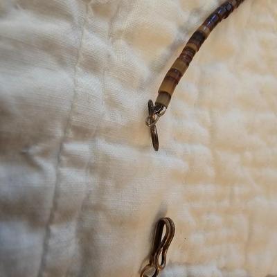 Two stone beaded necklaces and bear paw print clip on earrings