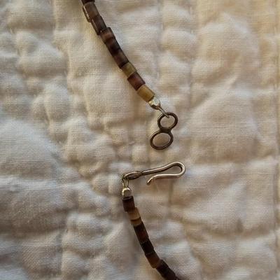 Two stone beaded necklaces and bear paw print clip on earrings