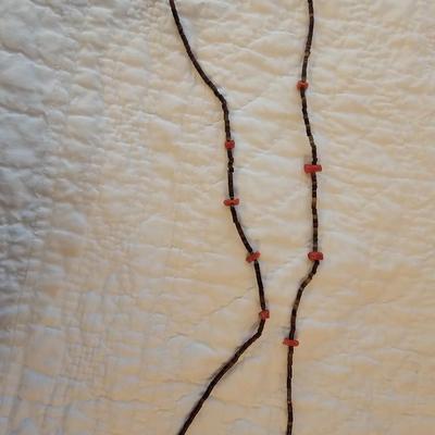 Two stone beaded necklaces and bear paw print clip on earrings