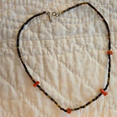 Two stone beaded necklaces and bear paw print clip on earrings