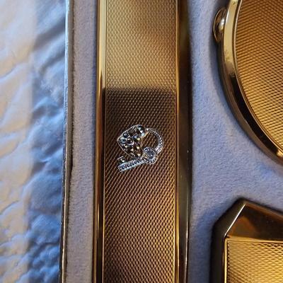 Vintage Emrich gold plated compact 3-piece set MINT New in box!!