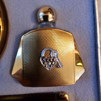 Vintage Emrich gold plated compact 3-piece set MINT New in box!!