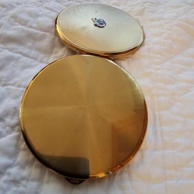 Vintage Emrich gold plated compact 3-piece set MINT New in box!!