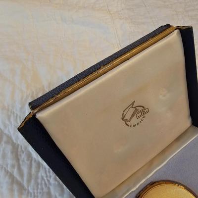 Vintage Emrich gold plated compact 3-piece set MINT New in box!!