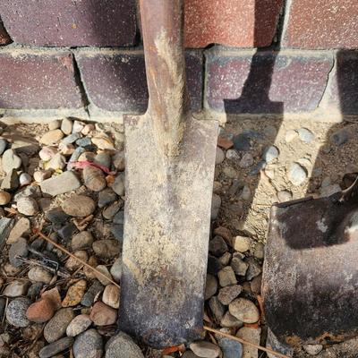 Yard and garden hand tools- tamper - and two shovels