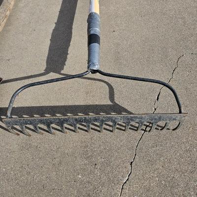 Get ready for yard work! Yard hand tools -- rake - hoe - shovel and weeder