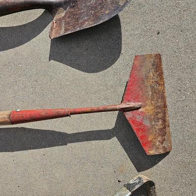 Get ready for yard work! Yard hand tools -- rake - hoe - shovel and weeder