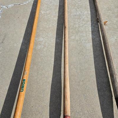 Get ready for yard work! Yard hand tools -- rake - hoe - shovel and weeder