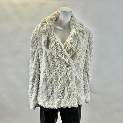 430 MICHAEL KORS White Faux Fur Coat Size XL