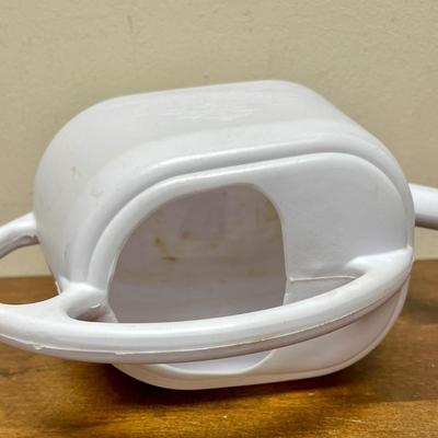 Metal Flower Frog Cage with white plastic watering can