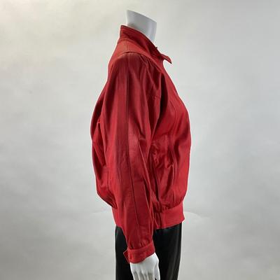 435 MAUS & HOFFMAN Lambskin Red Leather Jacket Size S