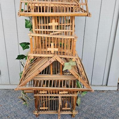 Large wooden bird house cage
