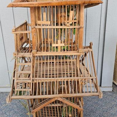 Large wooden bird house cage