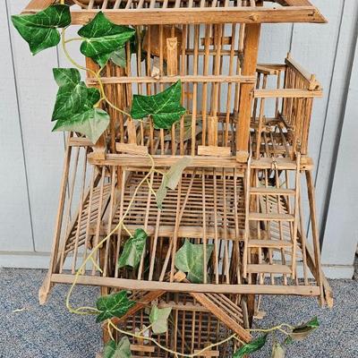 Large wooden bird house cage