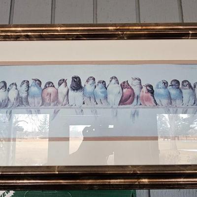 Framed bird wall art with Hand crafted plant rooter