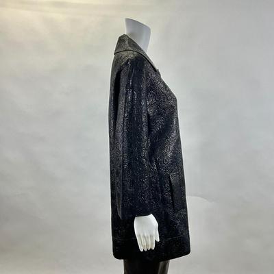 439 BADGLEY MISHKA Black/Dark Purple Metallic Long Jacket