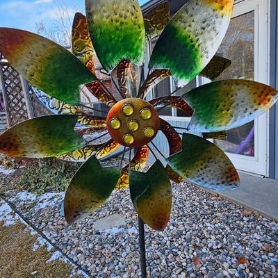 Tall Floral whirley gig / windmill