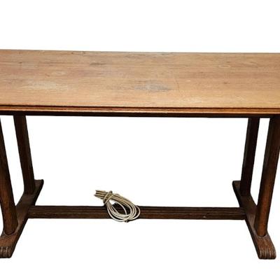 Wood Trestle Table with Scrubbed Plank Top