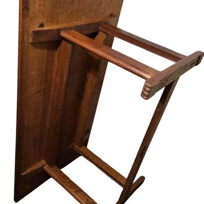 Wood Trestle Table with Scrubbed Plank Top