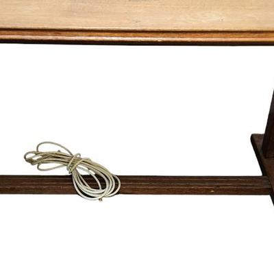 Wood Trestle Table with Scrubbed Plank Top