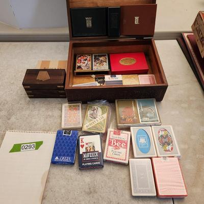 Lot of Playing Cards Kem Congress Wood Card Holder and Large Box