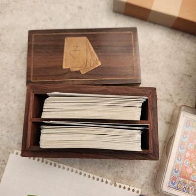 Lot of Playing Cards Kem Congress Wood Card Holder and Large Box