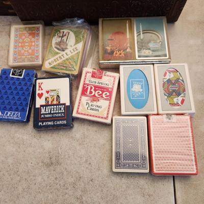Lot of Playing Cards Kem Congress Wood Card Holder and Large Box