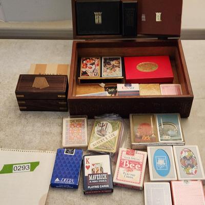 Lot of Playing Cards Kem Congress Wood Card Holder and Large Box