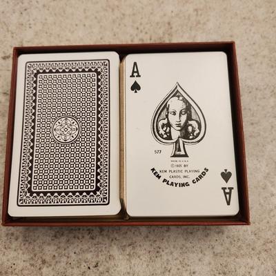 Lot of Playing Cards Kem Congress Wood Card Holder and Large Box