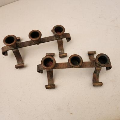 Vintage Pair of Roycroft Three-Light Candelabra
