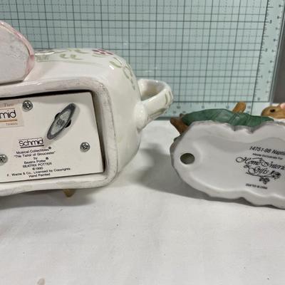 Schmid “Beatrix Potter” teapot music box and more