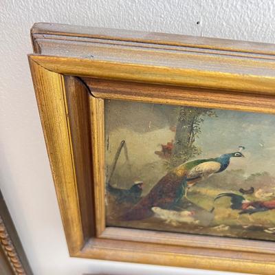 2 Antique Vintage Gilded Framed Oil Paintings on Board