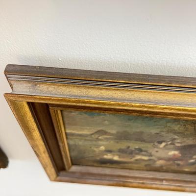 2 Antique Vintage Gilded Framed Oil Paintings on Board