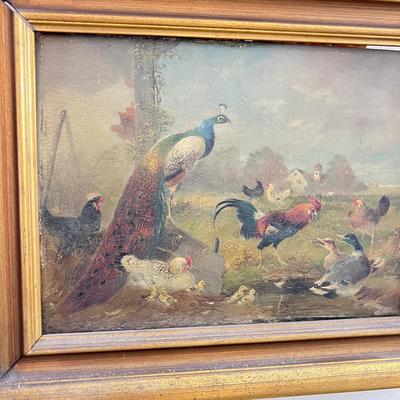 2 Antique Vintage Gilded Framed Oil Paintings on Board