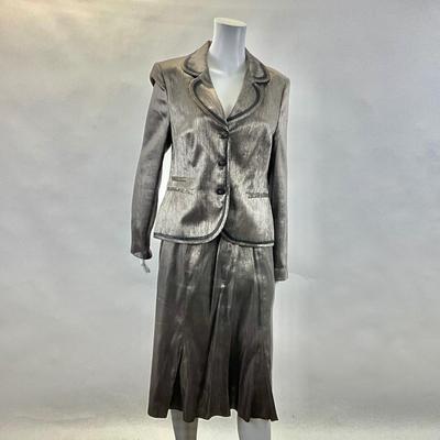 442 ST. EMILE Black/Gray Metallic Jacket and Skirt Size 10