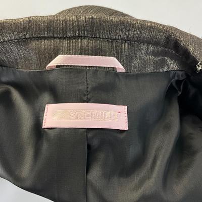 442 ST. EMILE Black/Gray Metallic Jacket and Skirt Size 10