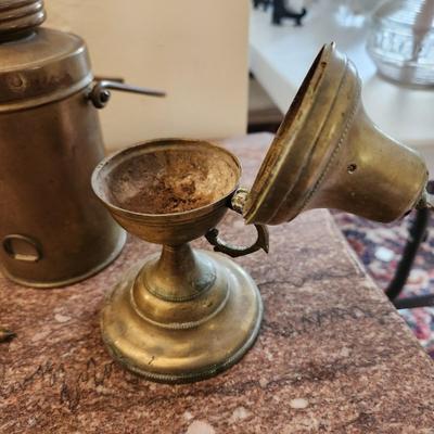 Lot of Candle Holders Vintage Battery Light, Antique Brass Incense burner