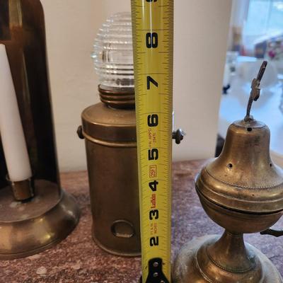 Lot of Candle Holders Vintage Battery Light, Antique Brass Incense burner