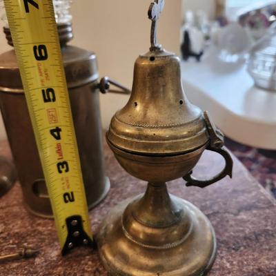 Lot of Candle Holders Vintage Battery Light, Antique Brass Incense burner