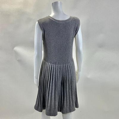 447 CHANEL Gray Pleated Knit Dress Size 44