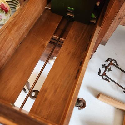 Collectible Lot Primitives , Wood Dough Bowl , Wash Board, Stool, Wood Drawers, Wood Duck Art, Paper Cutter