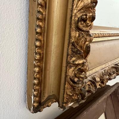 Large Vintage Gilded Framed Wall Mirror 33"x37"