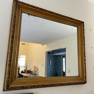 Large Vintage Gilded Framed Wall Mirror 33"x37"