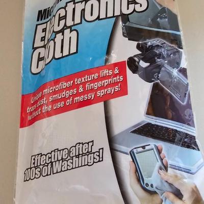 Cleaning supplies and trash can