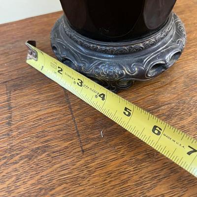 Antique Black Glass Brass Hardware Table Lamp
