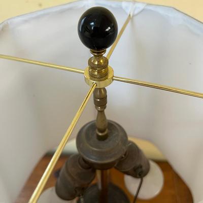 Antique Black Glass Brass Hardware Table Lamp