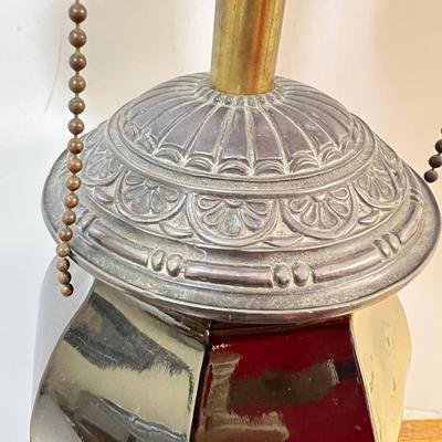 Antique Black Glass Brass Hardware Table Lamp
