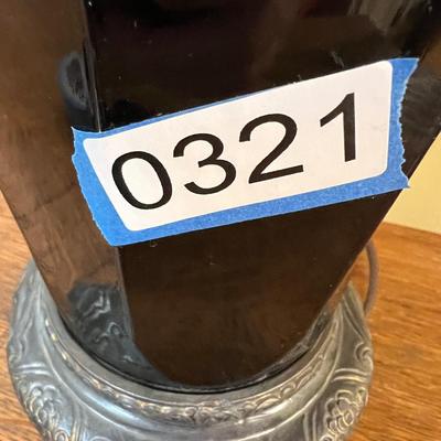 Antique Black Glass Brass Hardware Table Lamp