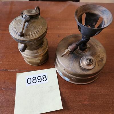 2 Vintage Lamps Autolite & SVEA 123 Brass Swedish Benzoline Petrol Essence Lamp