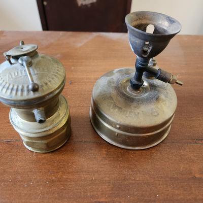 2 Vintage Lamps Autolite & SVEA 123 Brass Swedish Benzoline Petrol Essence Lamp